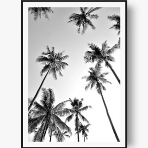 Palm Tree Skies digital print by Lustprint instant download, black and white monchrome tropical palm tree photography poster print image image 2