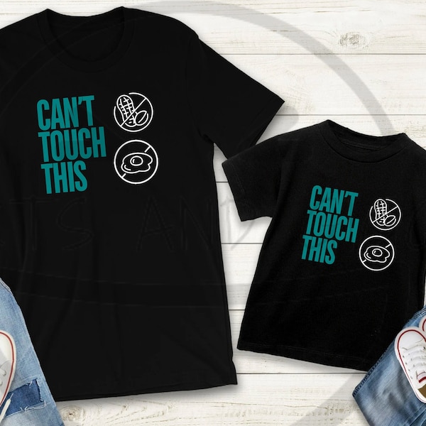 Can’t Touch This Personalized Food Allergy T Shirt | Food Allergy Awareness Month, Baby Onesie, Toddler Shirt, Adult Tee, Wear Teal in May