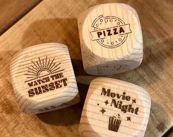 Engraved Date Night Dice | Wooden Dice, Personalized, Handwriting, Custom, Gift, Valentine's Day, Birthday, Decision Dice, Mother’s Day Gift