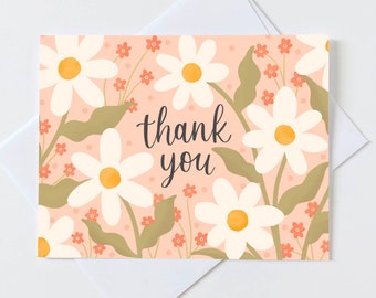 Bedankkaarten, set met bedankkaarten in een doos, set van 8 bloemenkaarten