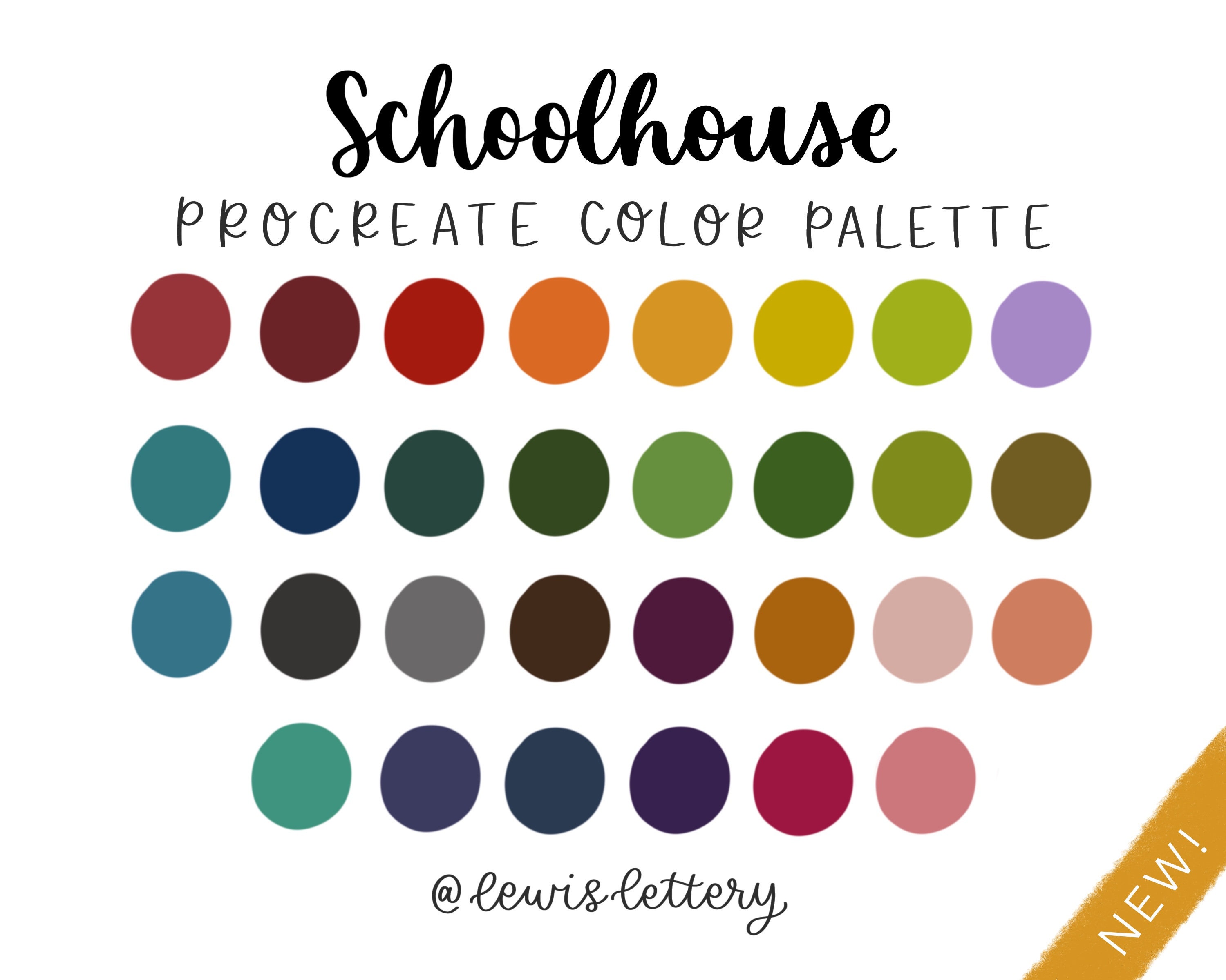 Schoolhouse PROCREATE COLOR PALETTE Color Swatches Ipad | Etsy