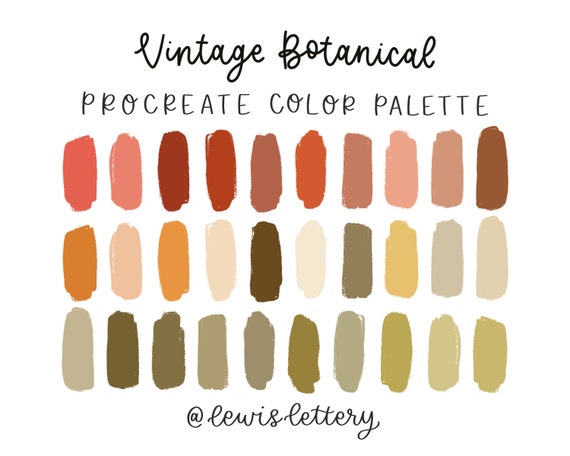 Vintage Botanical Procreate Color Palette Ipad Lettering | Etsy