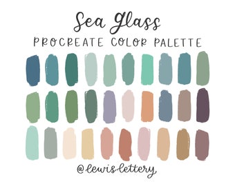 Sea Glass PROCREATE COLOR PALETTE | 30 color swatches designed solely for the Procreate app | tools, modern calligraphy, ipad lettering