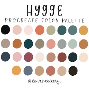 Hygge Procreate Color Palette | color swatches, procreate tools, iPad lettering, modern calligraphy, graphic design, aesthetic, cozy, earthy