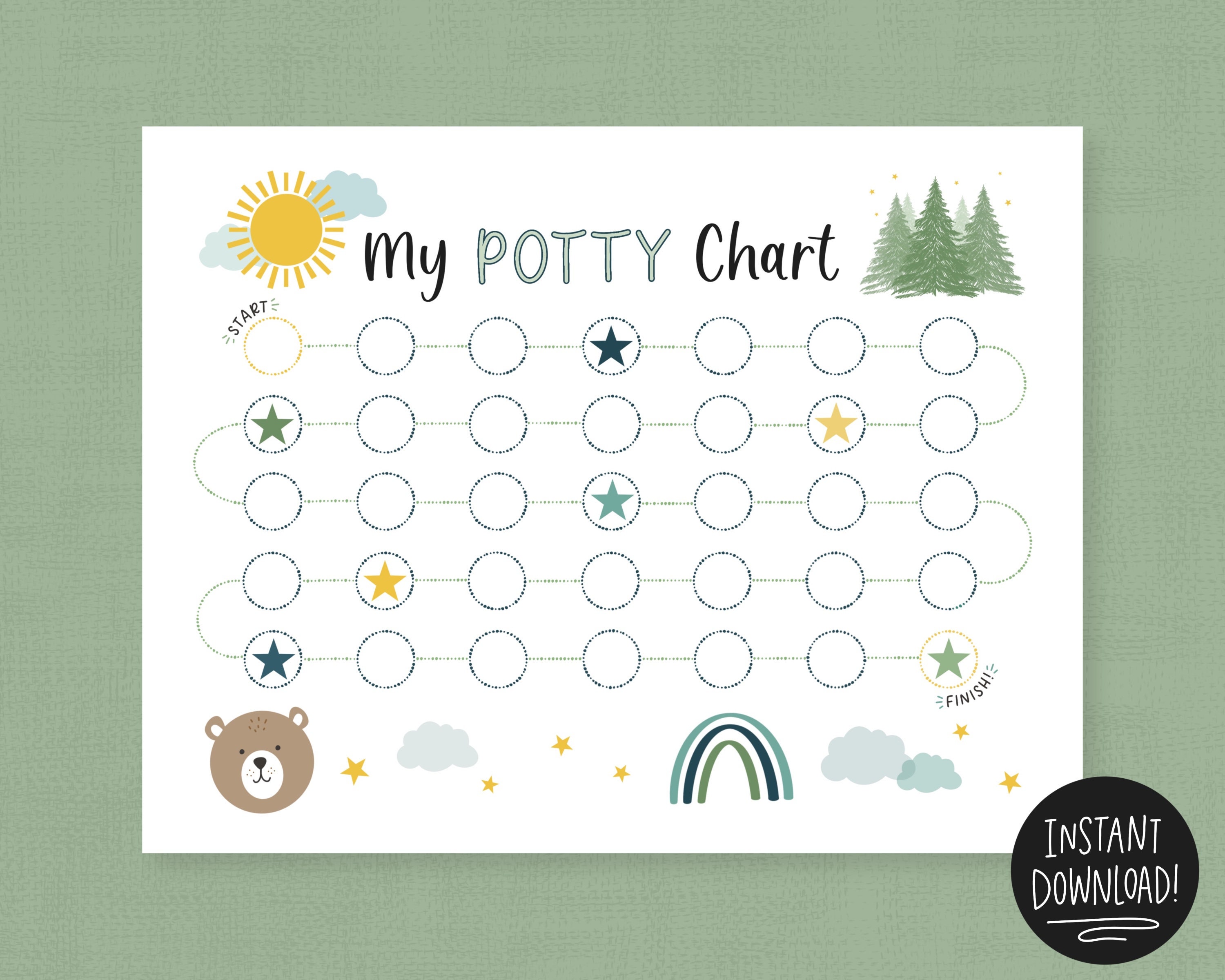 Potty Training Reward Chart Printable Boys Potty Chart Etsy Canada