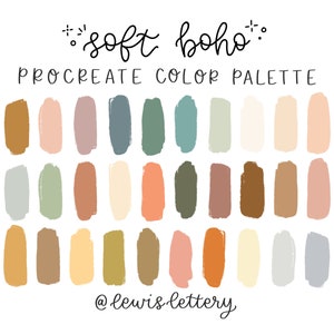 Soft Boho - PROCREATE COLOR PALETTE | color swatches, iPad lettering, illustration, procreate tool, digital art