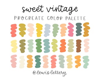 Sweet Vintage - PROCREATE COLOR PALETTE | color swatches, iPad lettering, illustration, procreate tool, digital art