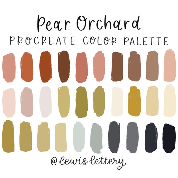 Pear Orchard - Procreate Color Palette | color swatches, procreate tools, iPad lettering, modern calligraphy, graphic design, branding