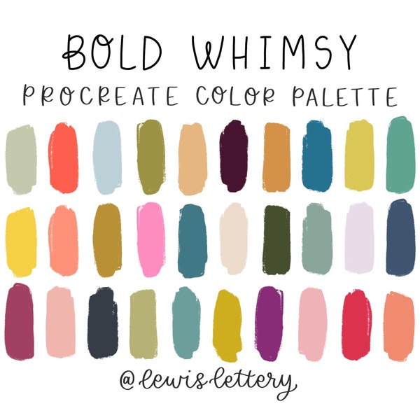 Bold Whimsy PROCREATE COLOR PALETTE | iPad tool, color swatches, Procreate tool, digital, whimsical, colorful