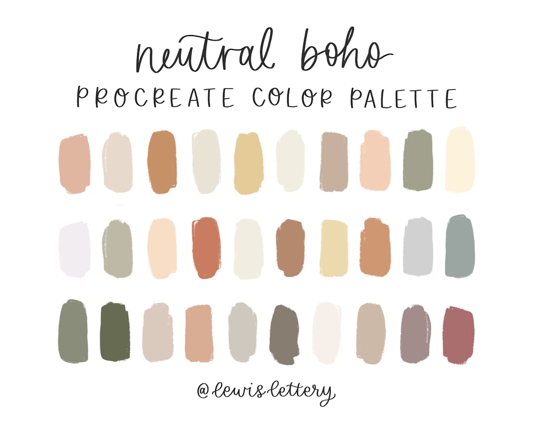 Neutral Boho Color Palette for Procreate App Color Swatches, iPad ...