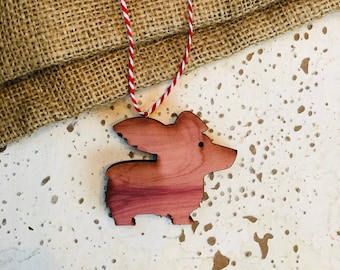 Cedar Australian Shepherd Ornament, Wood Engraved Dog Decor