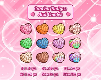 Concha-badges en emotes: 3 extra concha's | Pan Dulce | Voor Twitch-streams en Discord-servers