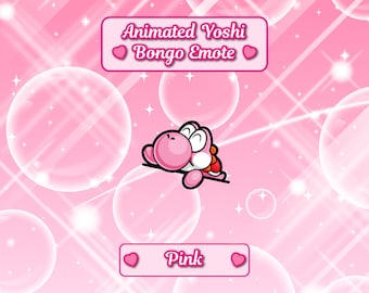 Geanimeerde roze ei-dinosaurus bongo-emote | Voor Twitch-streams en Discord-servers