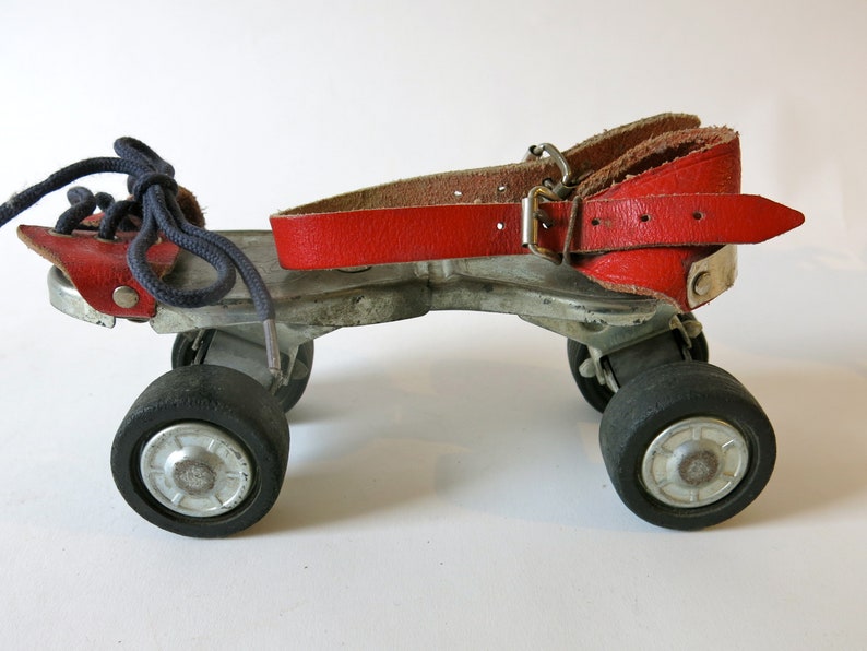 Vintage strap on metal roller skates adjustable 60s Germany Etsy