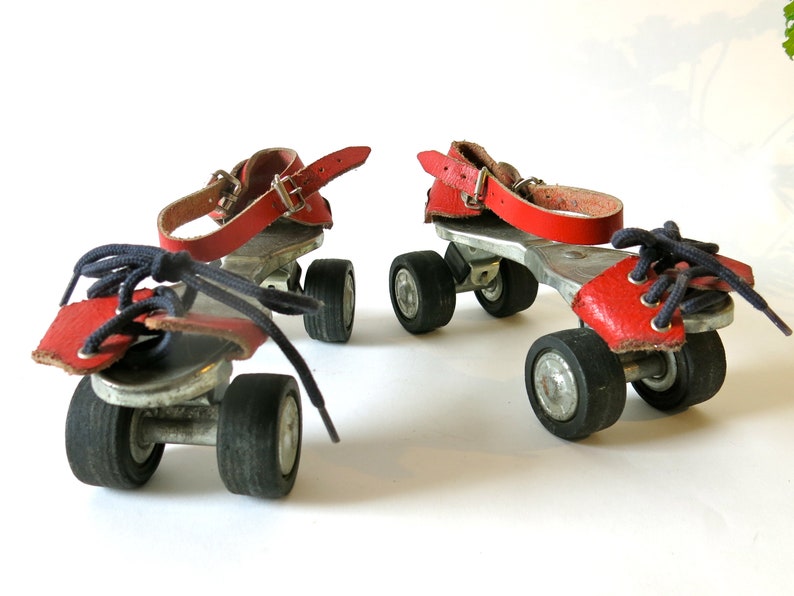 Vintage strap on metal roller skates adjustable 60s Germany Etsy