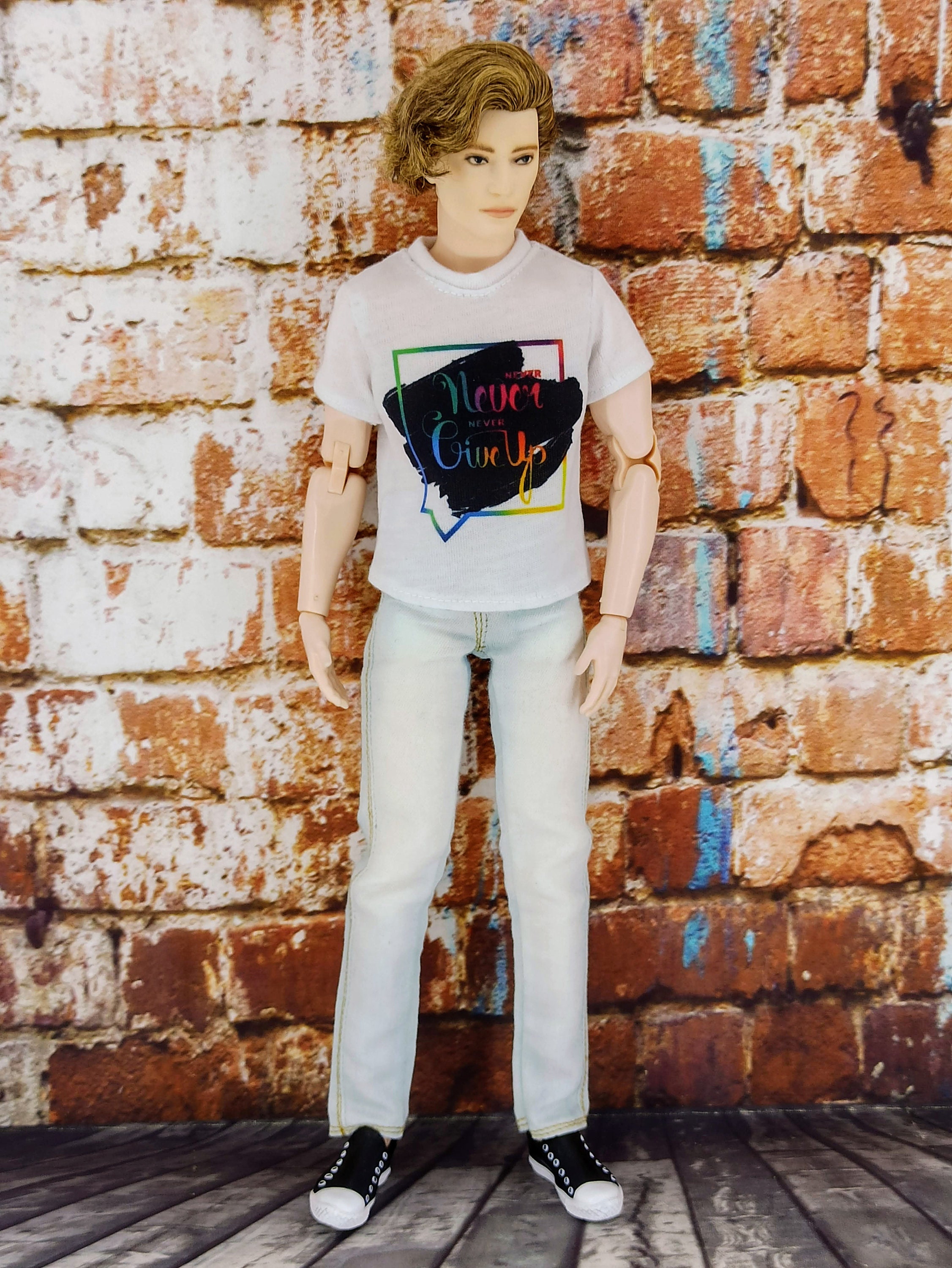 Ken Doll Clothes Ken Clothes Ken Tshirt white Printed Etsy