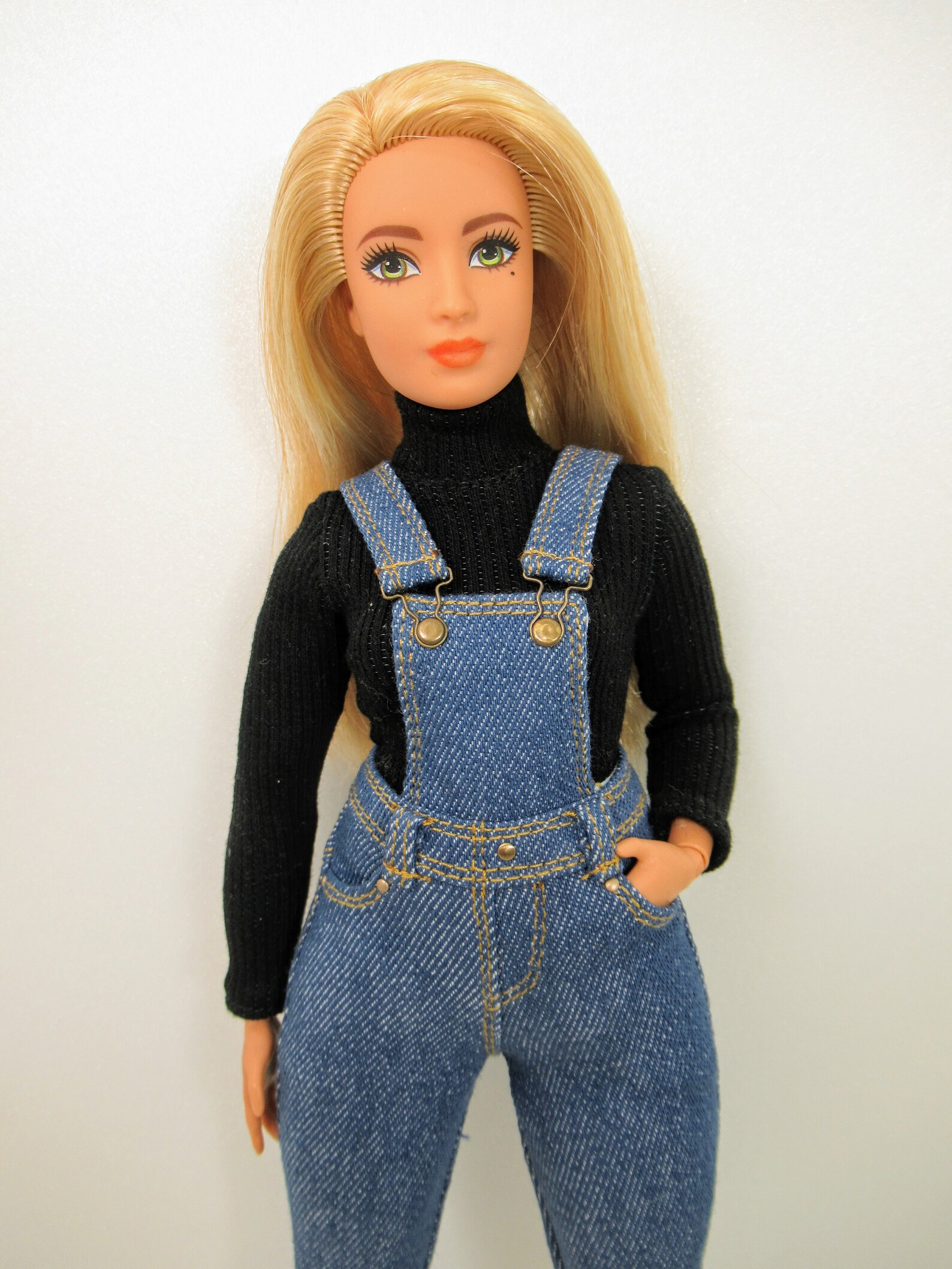 Barbie clothes Barbie Jeans Blue denim overalls for curvy Etsy