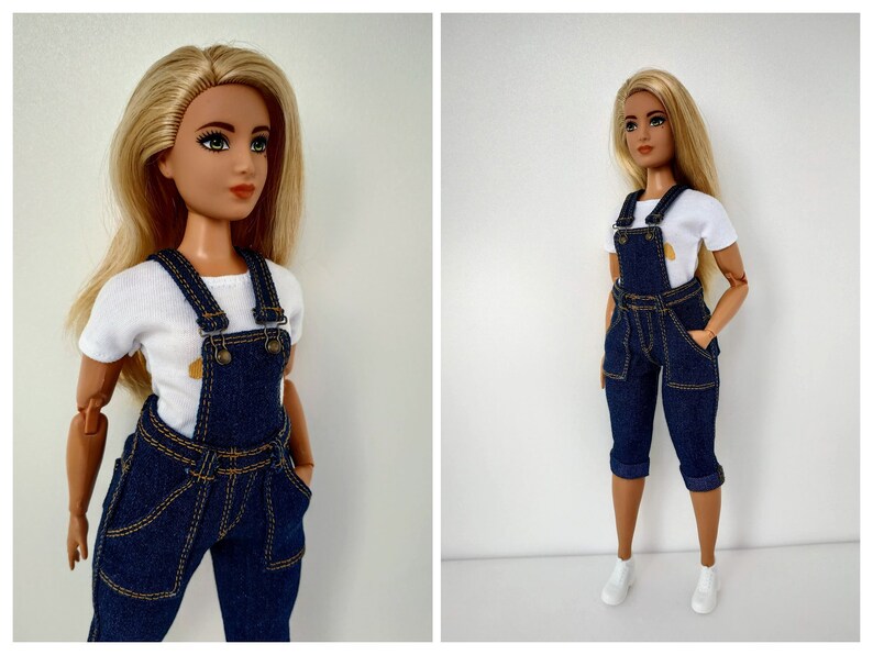 Barbie Clothes Barbie Jeans Denim Overalls for Curvy Etsy