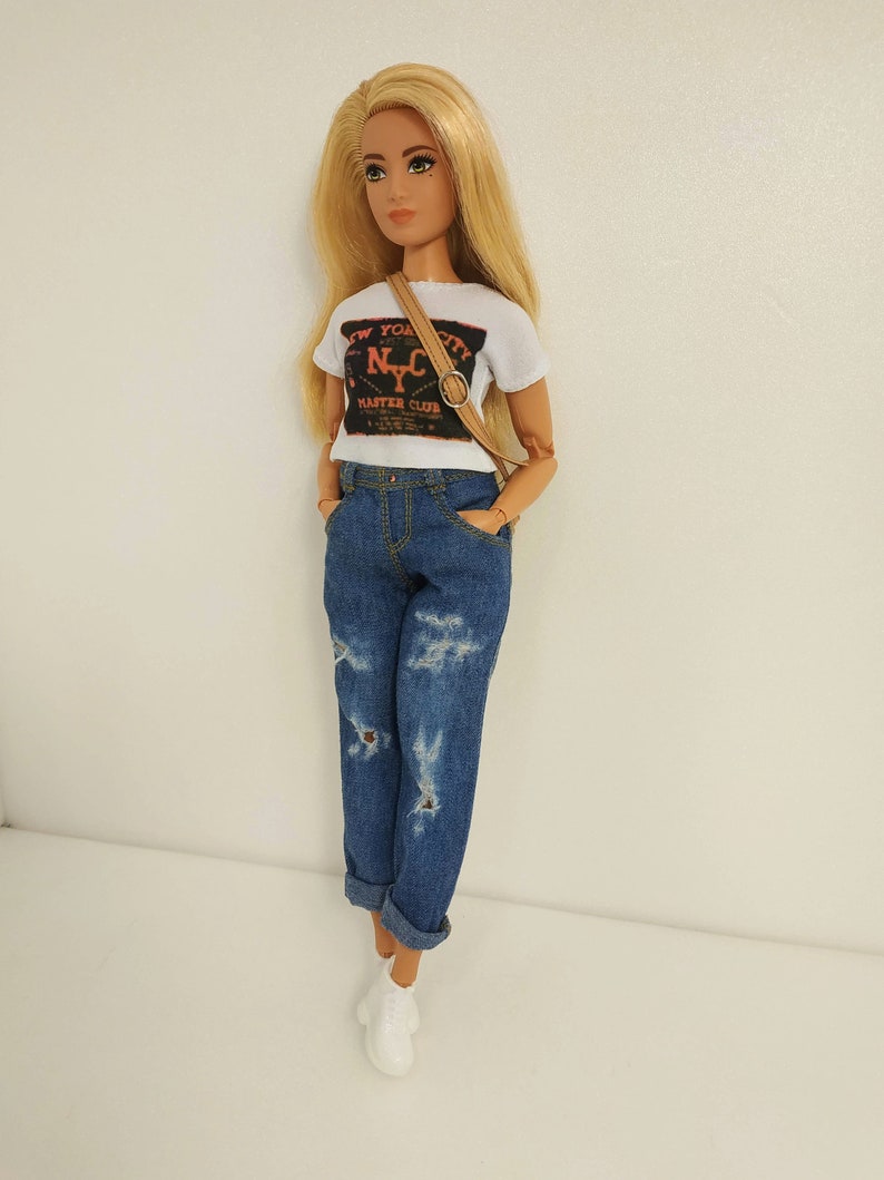 Barbie clothes Barbie Jeans Dark Blue Denim pants for | Etsy