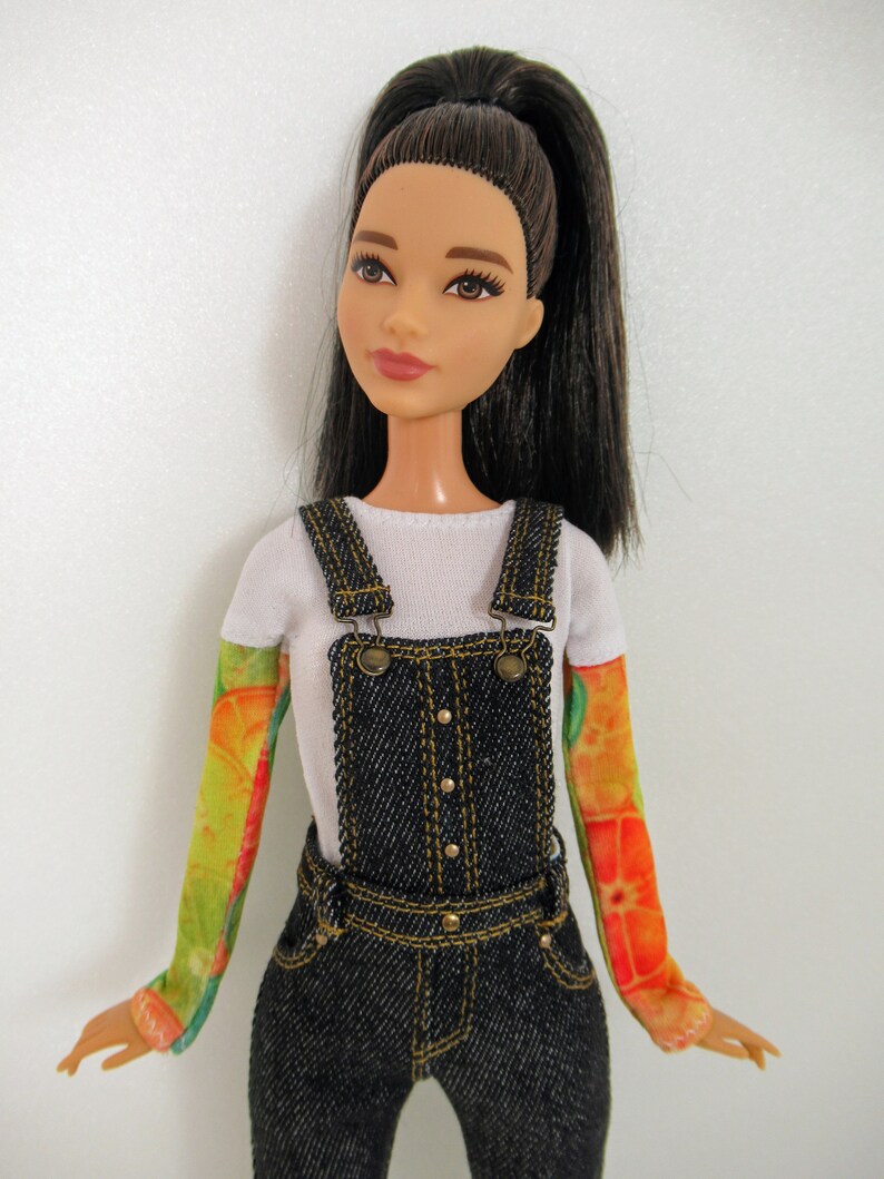 Barbie clothes Barbie Jeans Black denim overalls for | Etsy