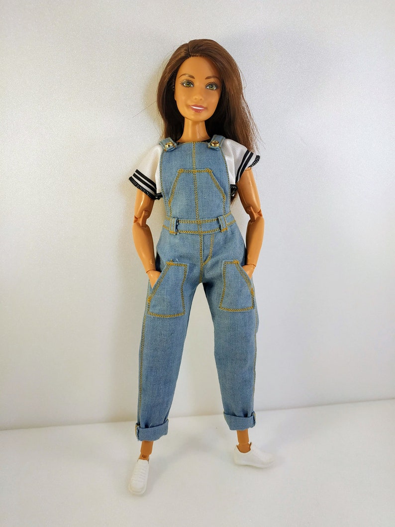 Barbie Clothes Barbie Jeans Denim Overalls for Curvy Etsy