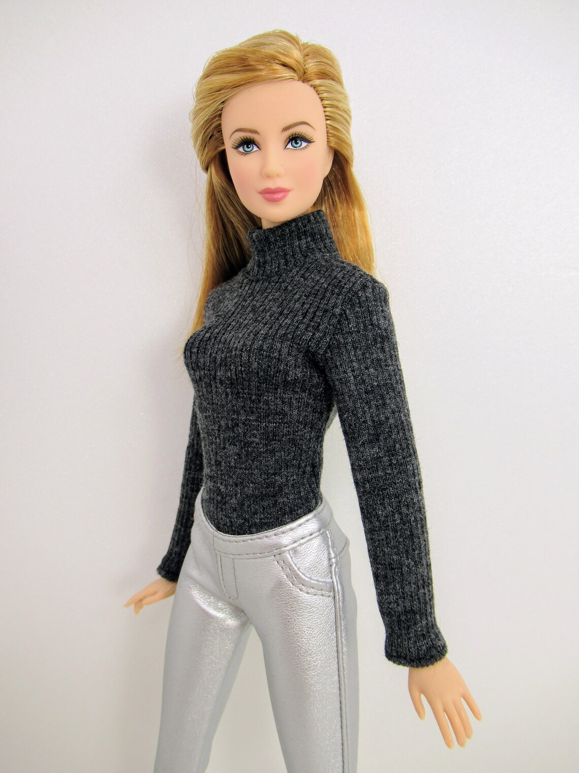 Barbie clothes Doll clothes Black knitted turtleneck body Etsy