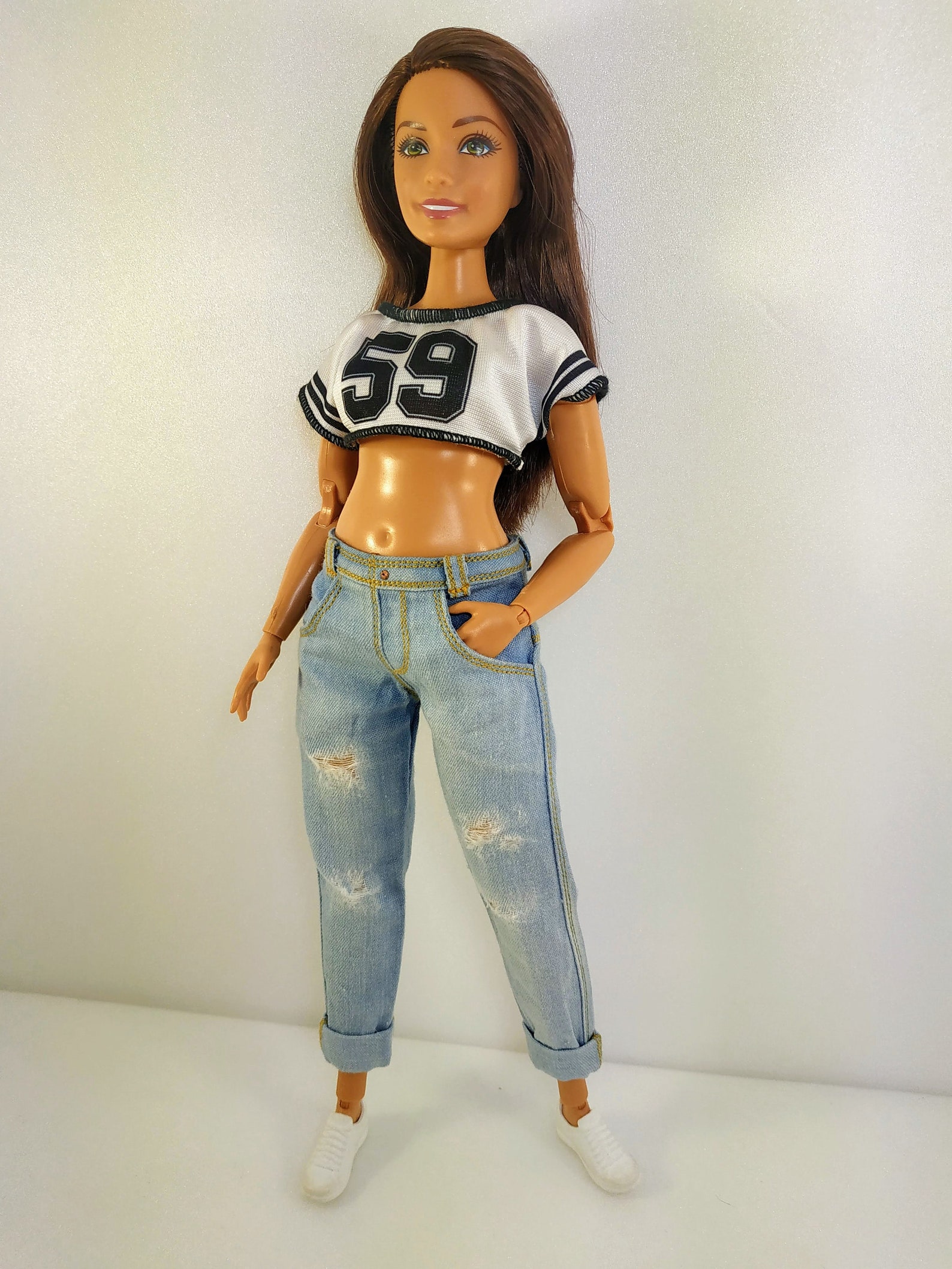 Barbie clothes Barbie Jeans Denim pants for Barbie doll curvy | Etsy