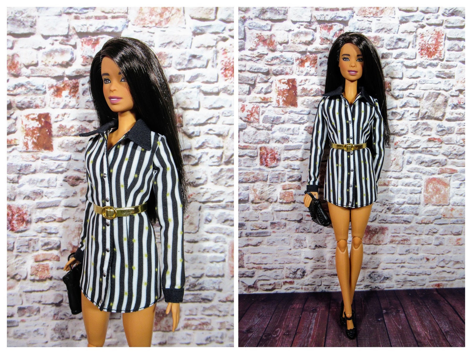 Barbie Clothes Doll Clothes Short Sexy Shirt Dress With Belt Etsy