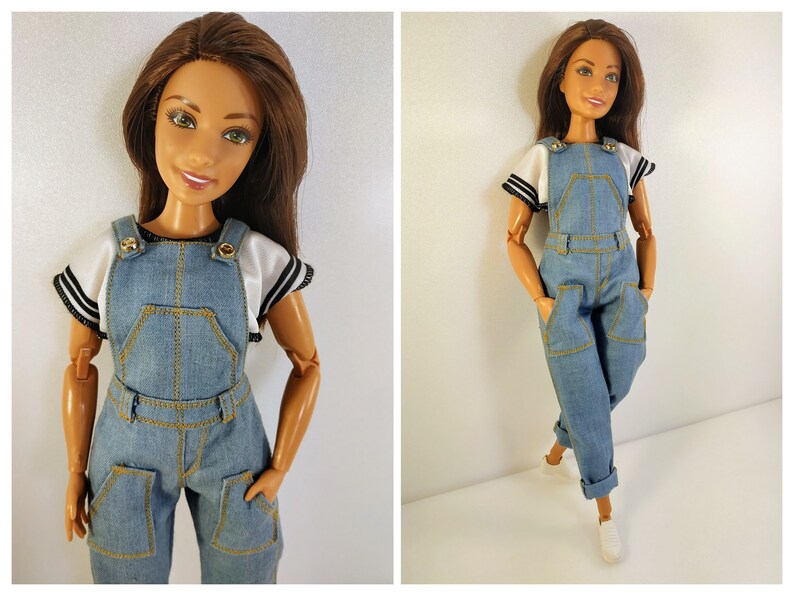 Barbie clothes  Barbie Jeans  Denim overalls for curvy image 0