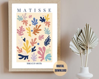 Matisse Colourful, Matisse Cut Outs, Printable Matisse, Matisse digital Art, Matisse Posters, Henri Matisse print, Cut out posters