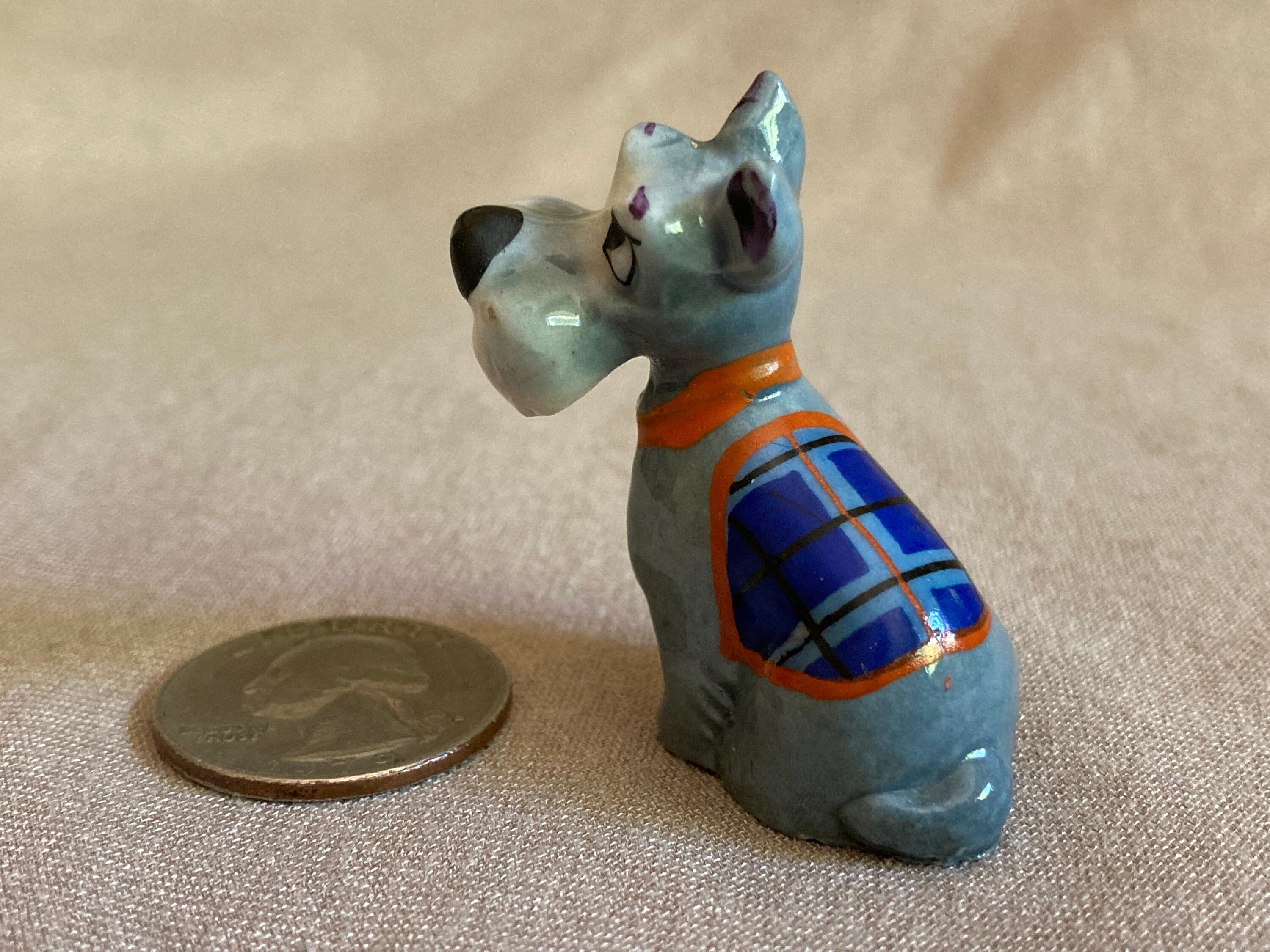 Wade Whimsies, Disney, Lady and the Tramp, Jock, Rare, Blue Coat, Hat Box, Scottish Terrier
