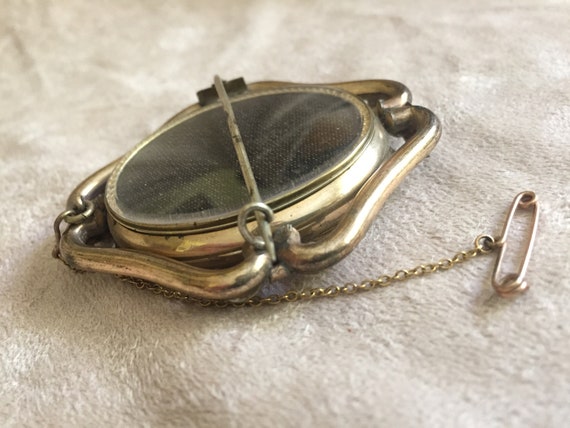 Victorian Locket, Reversible, Brooch, Gold, Verme… - image 4