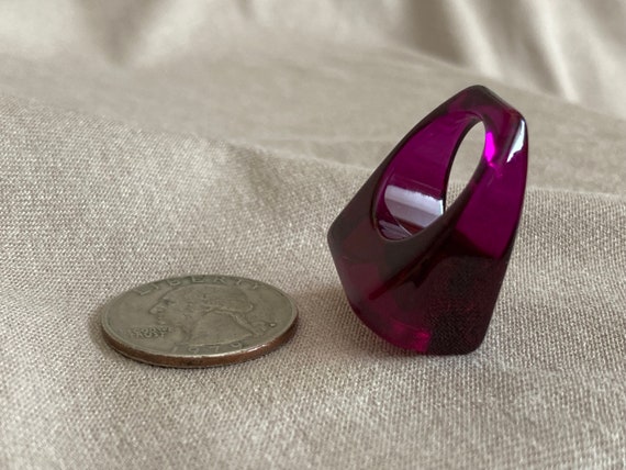 Lucite Ring, Purple, with Rose Cut Rhinestone, Tr… - image 5