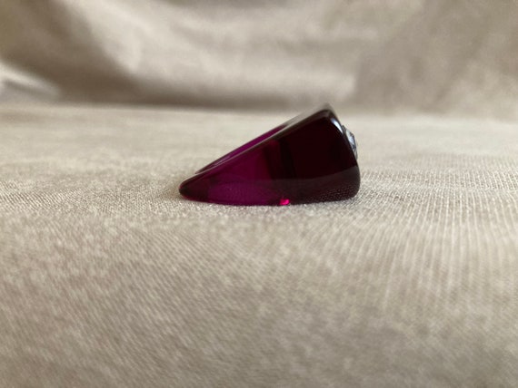 Lucite Ring, Purple, with Rose Cut Rhinestone, Tr… - image 7