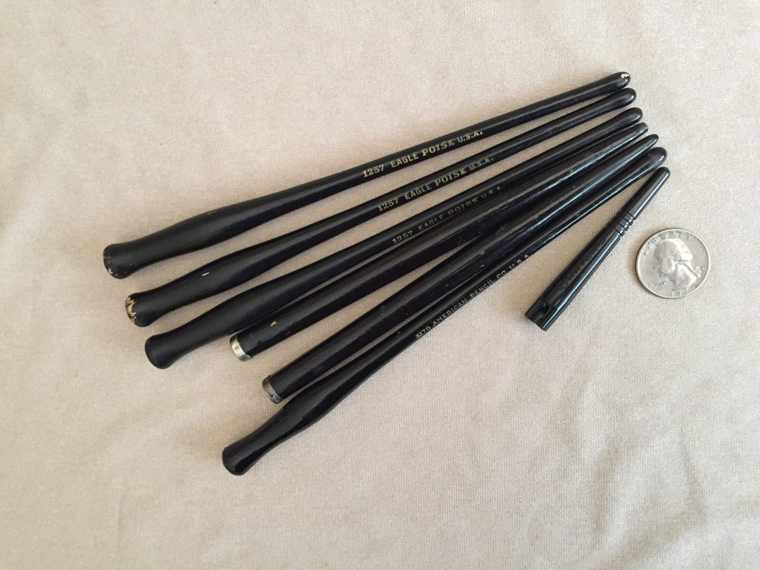 7 Nib Holders, Dip Pen Holders, Wooden, Black, Used, American Pencil
