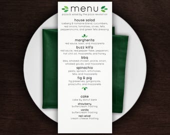 tarjeta de menú de boda con vegetación en acuarela - imprimible