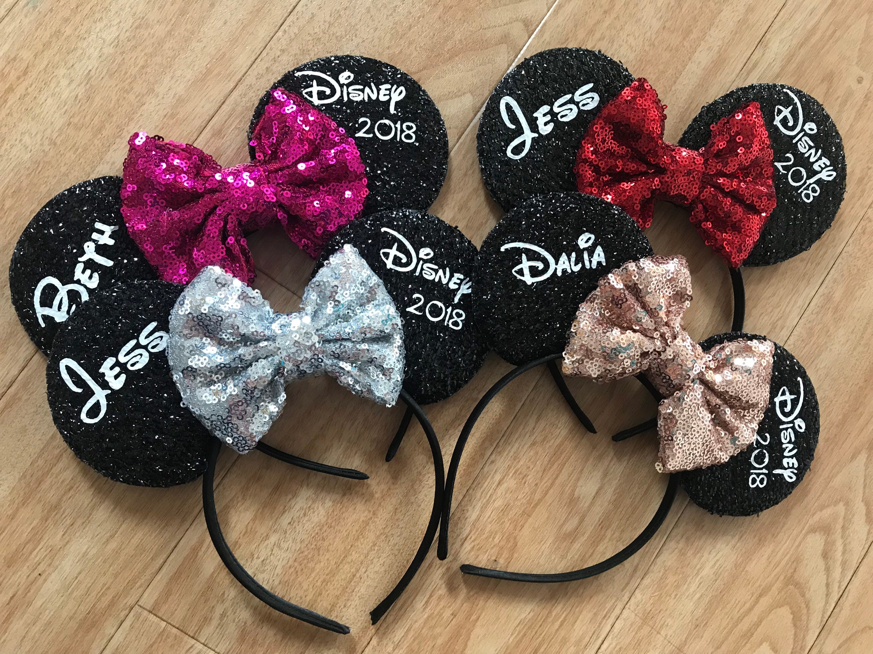 Disney inspired 2021 head band set bow ears red polka dot Etsy