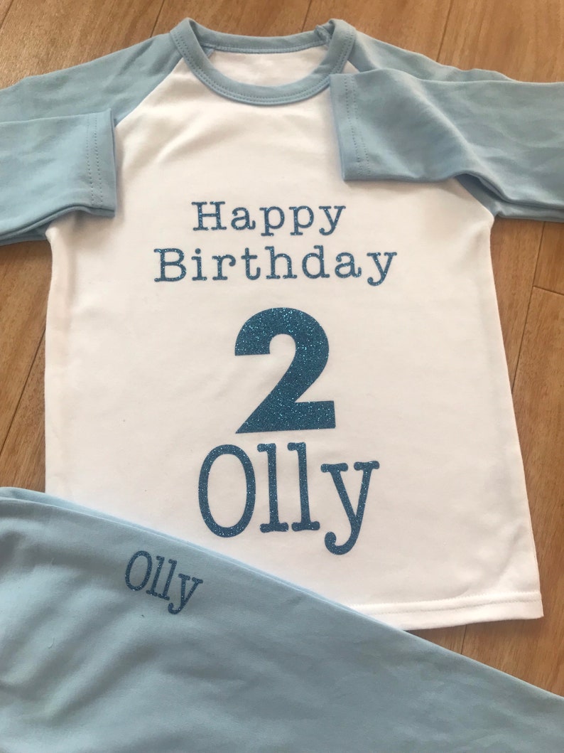 When I wake up I will be 2 blue glitter boys pyjamas pjs Etsy