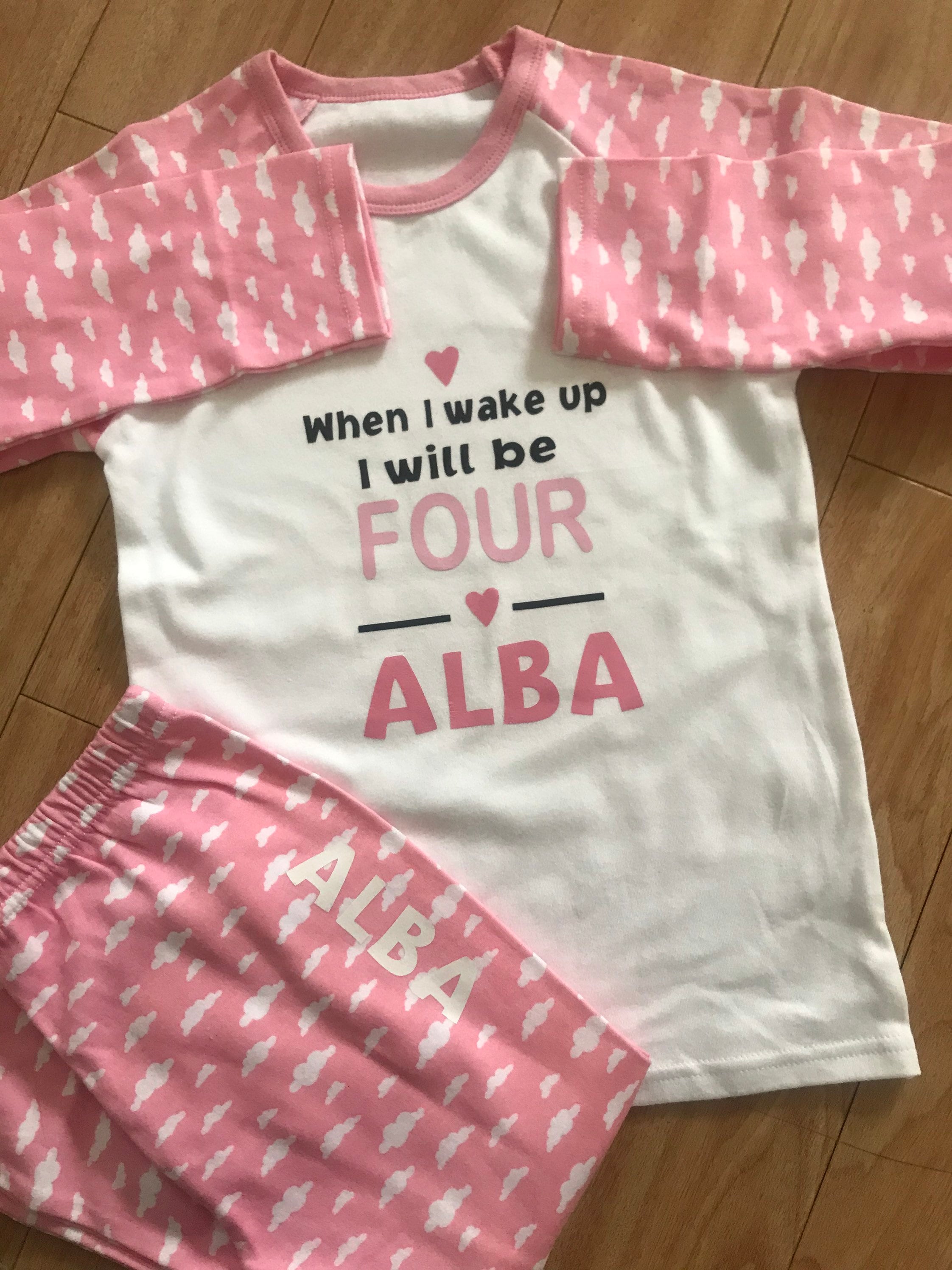 When I wake up I will be 1 girls pyjamas pjs personalised Etsy