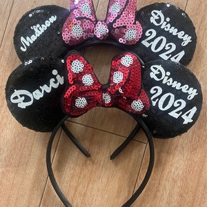 Sequin head band bow ears red polka dot glitter personalised customised hair gift present holiday 2024 2025 women’s ladies party pair summer