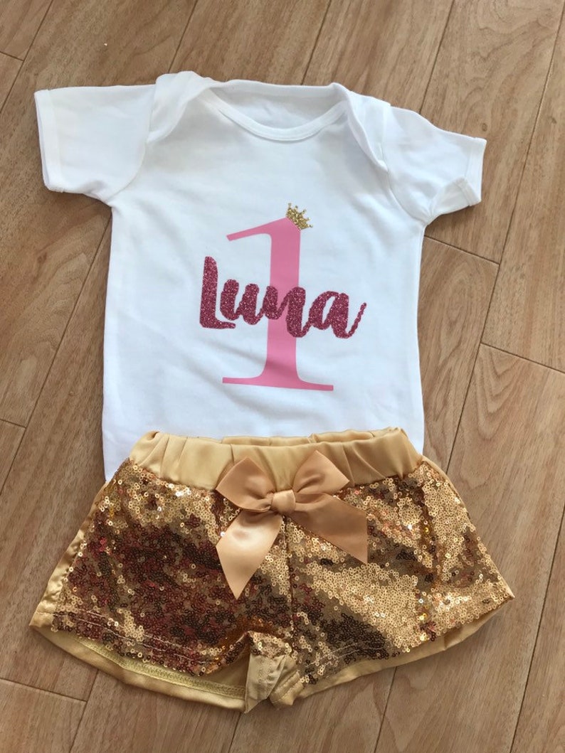 Baby girls pink i am 1 sparkly glitter pants cake smash photo shoot birthday outfit clothes one 1st set personalised custom made to order