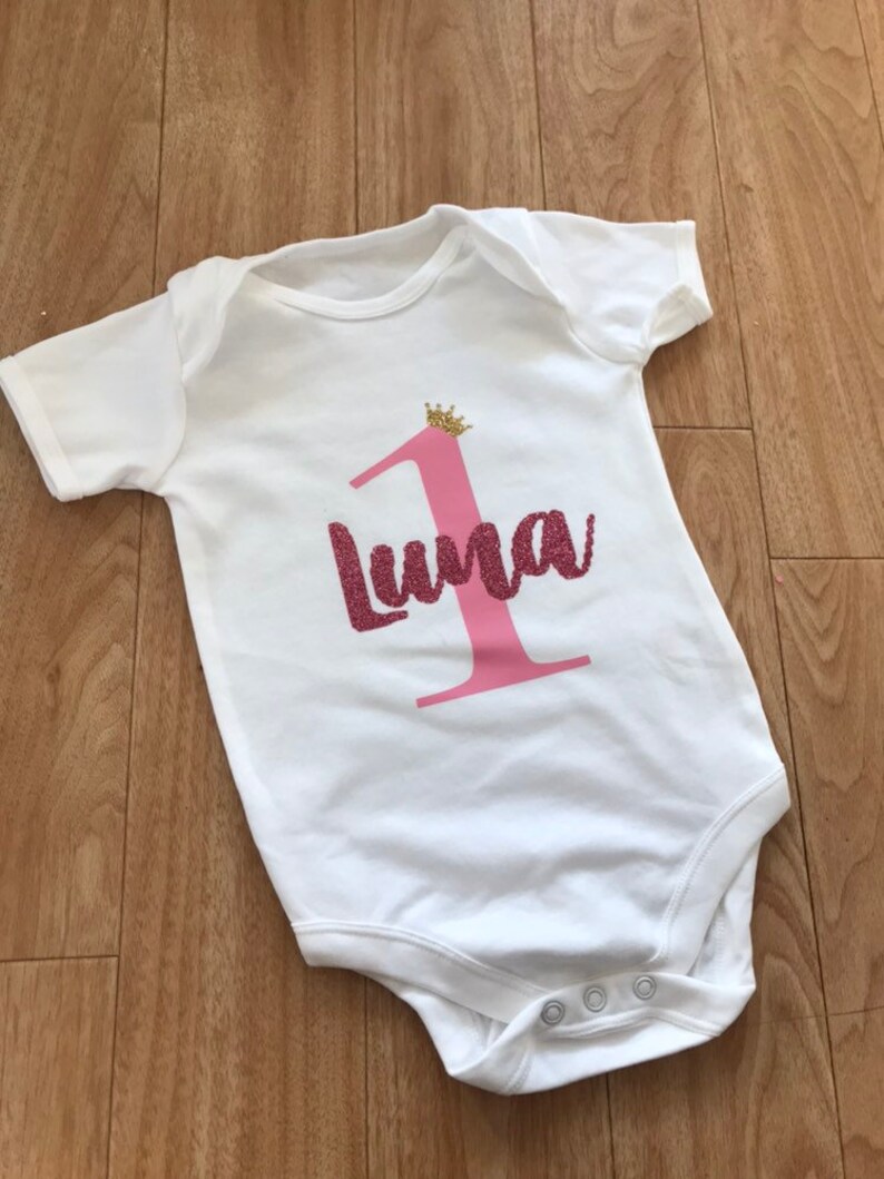Baby girls pink i am 1 sparkly glitter pants cake smash photo shoot birthday outfit clothes one 1st set personalised custom made to order