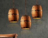 customizable Wooden wine cask chandelier, design whiskey keg pendant lamp lighting fixture, medieval vintage style lamp, farm house decor