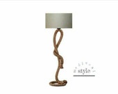 Design rustic rope floor corner lamp, sailor style rope floor lamp, handmade bohemian large living room lampshade, retro interior decoration