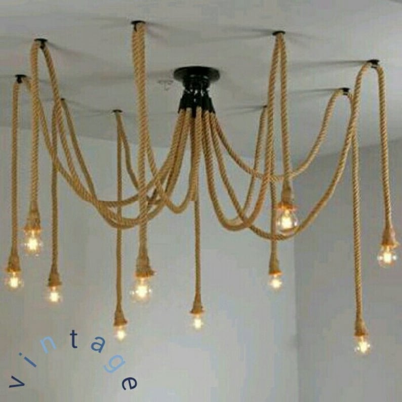 hemp Rope Light marine style lamp Dining room light American style Decorative Ceiling FarmHouse cahmdelier rustic rope chandelier