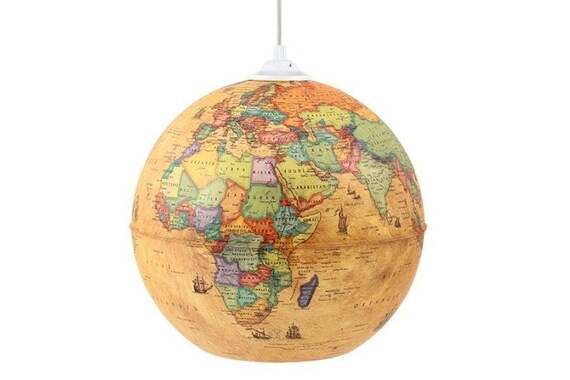 Antique Style Globe Pendant Light World Rope Pendant Etsy