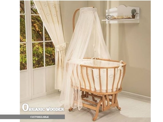 wooden rocking crib