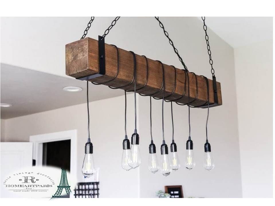 wood beam pendant light fixtures, retro kitchen island lamp, rustic style large pendant light, barn lamp, rope light, farm house decor