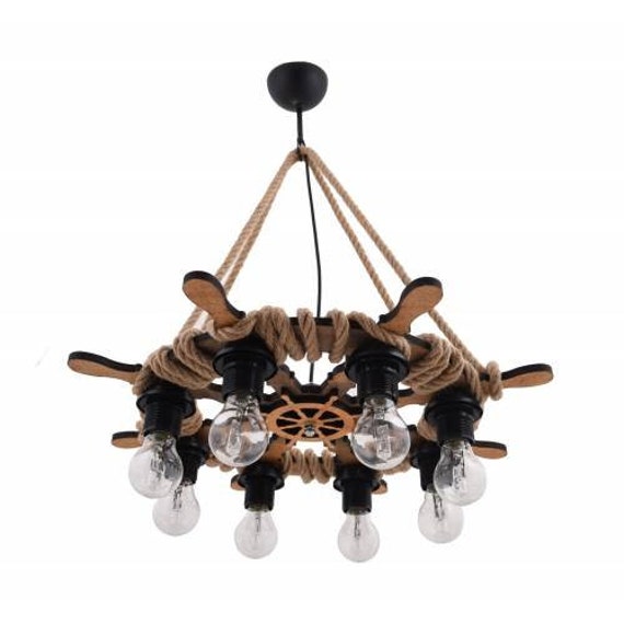 Rustic Chandelier Wooden Ship Rudder Pendant Lighting Rustic Chandelier Wooden Ship Rudder, Ship Light Fixture