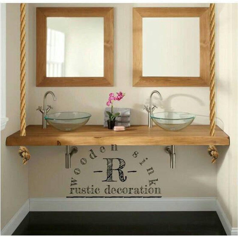 Bathroom Decoration Wood Bathroom Countertops Wooden Rope Table Sink Flying Sink Real Design Custom Bathroom Wooden Sink
